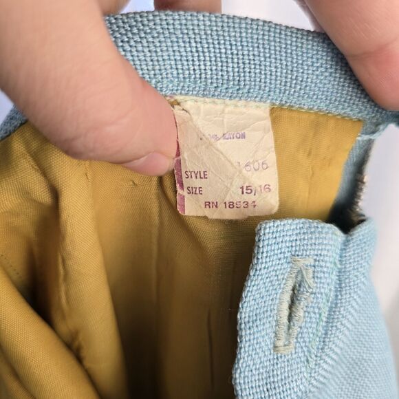 True Vintage 60s Skirt Suit Julie Miller Blouse Skirt Set 15/16 Womens Blue Gree - Picture 6 of 16